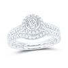 10kt White Gold Round Diamond Halo Bridal Wedding Ring Band Set 1/3 Cttw