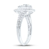 10kt White Gold Womens Round Diamond Teardrop Cluster Ring 1 Cttw