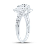 10kt White Gold Womens Round Diamond Teardrop Cluster Ring 1 Cttw