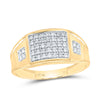 10kt Yellow Gold Mens Round Prong-set Diamond Square Cluster Ring 1/4 Cttw