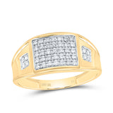 10kt Yellow Gold Mens Round Prong-set Diamond Square Cluster Ring 1/4 Cttw