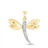10kt Yellow Gold Womens Round Diamond Butterfly Pendant .03 Cttw