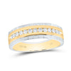 10kt Two-tone Gold Mens Round Diamond Wedding Single Row Band Ring 1/3 Cttw