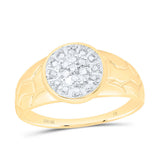10kt Yellow Gold Mens Round Diamond Cluster Nugget Ring 1/8 Cttw