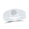 Sterling Silver Mens Round Diamond Cluster Ribbed Ring 1/20 Cttw