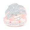 10kt Rose Gold His Hers Round Diamond Square Matching Wedding Set 3/4 Cttw