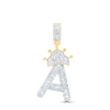 10kt Yellow Gold Mens Baguette Diamond Crown A Letter Charm Pendant 7/8 Cttw