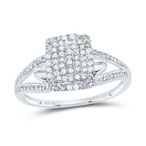 10kt White Gold Womens Round Diamond Cluster Ring 1/6 Cttw