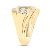 10kt Yellow Gold Mens Round Diamond Square Cluster Ring 1/3 Cttw