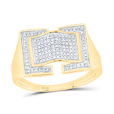 10kt Yellow Gold Mens Round Diamond Arched Fashion Ring 1/4 Cttw