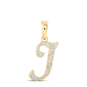 10kt Yellow Gold Womens Round Diamond I Initial Letter Pendant 1/8 Cttw