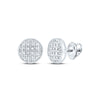 10kt White Gold Round Diamond Circle Cluster Stud Earrings 1/12 Cttw