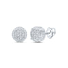 Sterling Silver Round Diamond Cluster Earrings .03 Cttw