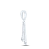 10kt White Gold Womens Round Diamond Initial A Letter Pendant 1/12 Cttw