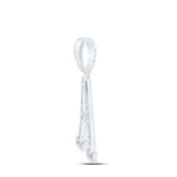 10kt White Gold Womens Round Diamond Initial A Letter Pendant 1/12 Cttw