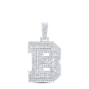 10kt Yellow Gold Mens Round Diamond B Initial Letter Charm Pendant 1 Cttw