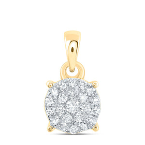 10kt Yellow Gold Womens Round Diamond Cluster Pendant 1/6 Cttw
