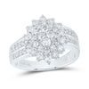 10kt White Gold Womens Round Diamond Cluster Ring 1 Cttw