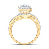 10kt Yellow Gold Round Diamond Square Bridal Wedding Engagement Ring 1-1/4 Cttw