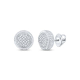 Sterling Silver Round Diamond Disk Circle Earrings 1/6 Cttw