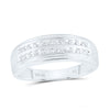 10kt White Gold Mens Round Diamond Wedding 2-Row Band Ring 1/4 Cttw