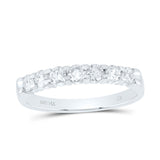 14kt White Gold Womens Round Diamond Single Row Machine-set Wedding Band 1/2 Cttw