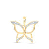 10kt Yellow Gold Womens Round Diamond Butterfly Bug Pendant .03 Cttw