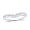 10kt White Gold Womens Round Diamond Chevron Band Ring 1/4 Cttw