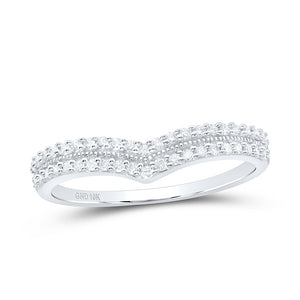 10kt White Gold Womens Round Diamond Chevron Band Ring 1/4 Cttw