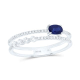 14kt White Gold Womens Oval Blue Sapphire Modern Fashion Ring 5/8 Cttw