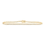 14kt Yellow Gold Womens Round Diamond Classic Tennis Bracelet 3 Cttw