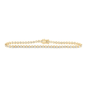 14kt Yellow Gold Womens Round Diamond Classic Tennis Bracelet 3 Cttw
