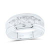 14kt White Gold Mens Round Diamond Wedding Band Ring 1 Cttw