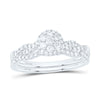10kt White Gold Round Diamond Cluster Bridal Wedding Ring Band Set 1/2 Cttw