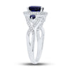 10kt White Gold Womens Oval Synthetic Blue Sapphire 3-stone Ring 1-1/2 Cttw