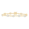 14kt Yellow Gold Womens Baguette Diamond Oval Link Bracelet 2 Cttw