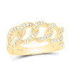 14kt Yellow Gold Womens Round Diamond Curb Cuban Link Band Ring 1/3 Cttw