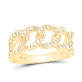 14kt Yellow Gold Womens Round Diamond Curb Cuban Link Band Ring 1/3 Cttw