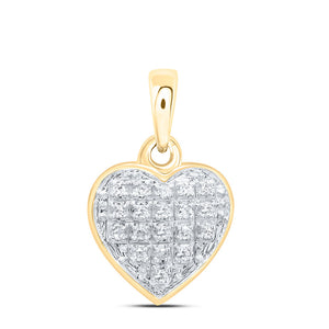 10kt Yellow Gold Womens Round Diamond Heart Pendant 1/20 Cttw