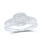 10kt White Gold Round Diamond Cluster Bridal Wedding Engagement Ring 1/10 Cttw