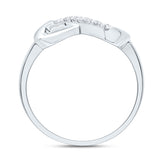 10kt White Gold Womens Round Diamond Infinity Band Ring 1/20 Cttw