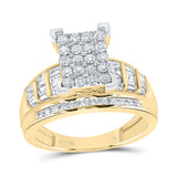 10kt Yellow Gold Round Diamond Cluster Bridal Wedding Engagement Ring 1 Cttw