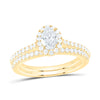 14kt Yellow Gold Oval Diamond Halo Bridal Wedding Ring Band Set 1 Cttw