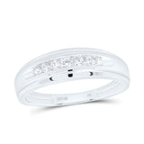 10kt White Gold Mens Round Diamond Wedding Band Ring 1/6 Cttw