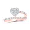 10kt Rose Gold Womens Round Diamond Heart Ring 1/2 Cttw