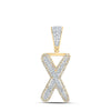 10kt Two-tone Gold Mens Round Diamond X Initial Letter Charm Pendant 5/8 Cttw