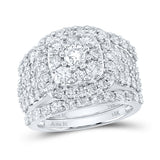 14kt White Gold Round Diamond Bridal Wedding Ring Band Set 3-3/4 Cttw