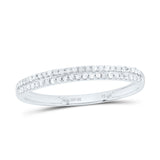 10kt White Gold Womens Round Diamond Slender Double Row Band 1/6 Cttw