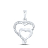 Sterling Silver Womens Round Diamond Heart Pendant .02 Cttw