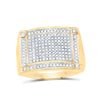 10kt Yellow Gold Mens Round Diamond Rectangle Cluster Ring 1/2 Cttw